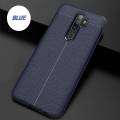 Oppo A9 2020 Mobile Cover Case - BLUE  Autofocus Litchi Pattern T Design Soft PU Flexible Leather. 