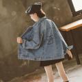 Girls' jean jacket2022Spring and Autumn New Medium and Large Children's Loose Korean Style Western Style Printed Denim Clothing Fashionable. 