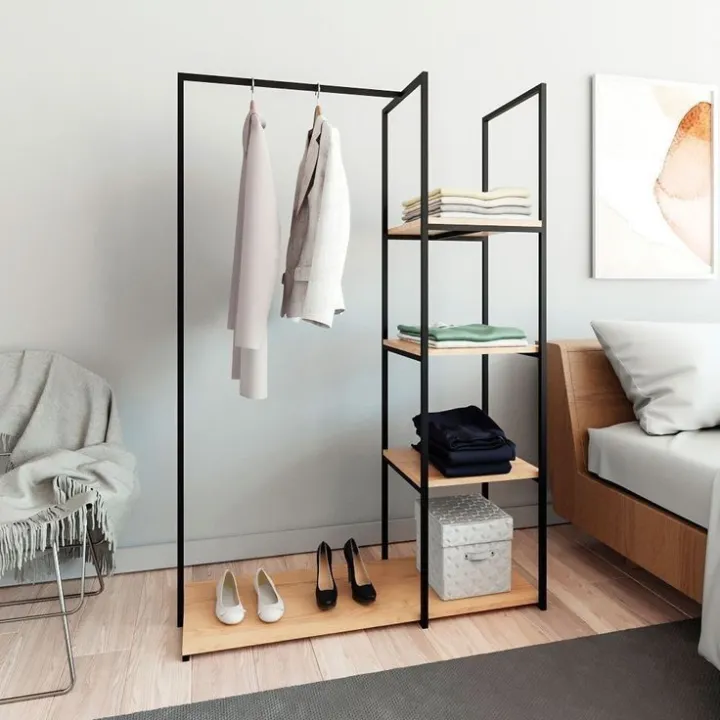Wardrobe%20Closet,%20Portable%20Clothing%20Rack%20for%20Hanging%20Clothes,%20Free%20Standing%20Closet%20Organizers%20and%20Storage%20System%20with%204%20Tiers%20Shelves%20for%20Cloakroom%20Bedroom,%20Black%20-%20Image%202