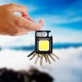 Rechargeable light Keychain Mini Small Flashlight 3 Light Modes Portable Pocket Light with Folding Bracket Bottle Opener and Magnet Base for Fishing, Walking and Camping. 