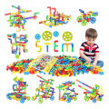 STEM Building Blocks Colorful Pipe Tube Creative Puzzle Construction Set with Wheels. 