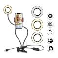 Universal Flexible Snake Stand with LED Selfie Ring Light Portable Selfie Ring Light With Cell Phone Holder tripod, Stream Lamp Light. 