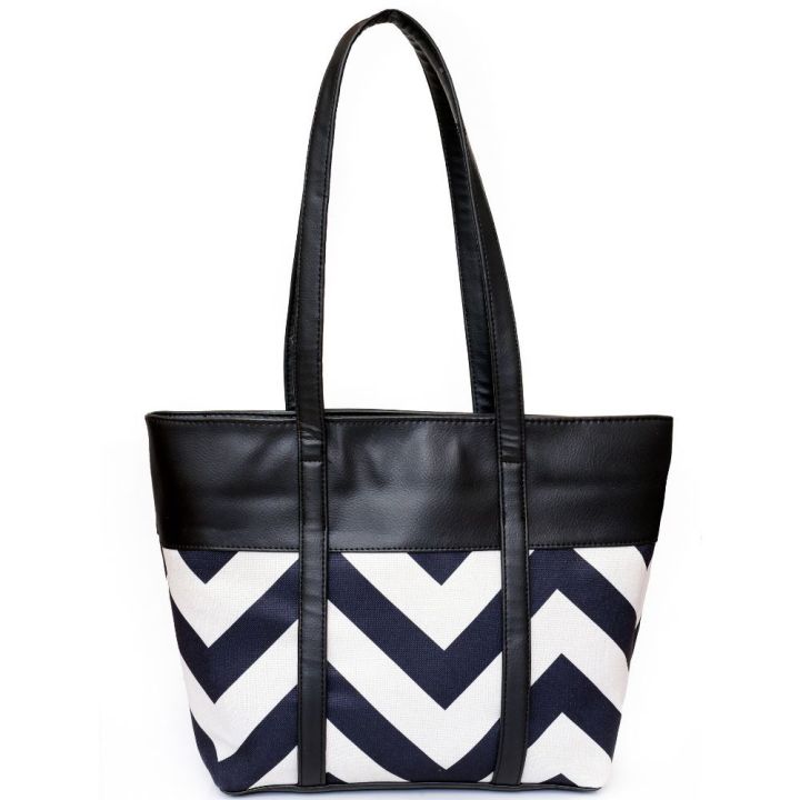 Bag X Women's Outline Signature pattern Zip Tote , Tote Bags for girls , bags for girls , Bags for women, made with  Canvas & Leather for Woman - Perfect for school , collage and office going girls -