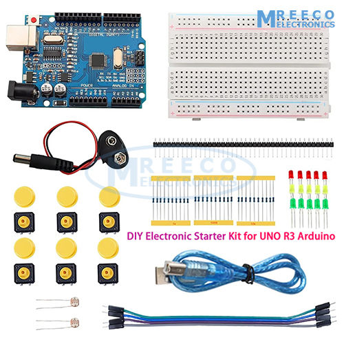 DIY Electronic Starter Kit for UNO R3 Arduino Circuit Board Electronics 12-in-1 Programmable Engineering Coding Education Steam Kit