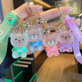 Cartoon Kawaii Jelly Bear Keychain Cute Creative Resin Figurines Keychain Couples Schoolbag Pendant Charms Car Key Accessories Qoddess. 