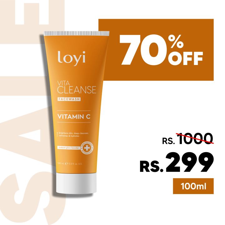 Loyi Vitamin C Face Wash 100ml | Brightening, Deep Cleansing, Oil Control | Gentle Daily Foaming Facewash for All Skin Types