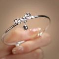Fashion Jewelry Silver Cute Sweet Bow Bell Girl Bracelet Ladies Girl Elegant Trend Charm Bracelets For Girls Stylish Festive Birthday Friends Gift Jewelry Soomas Jewels Bracelets For Women. 