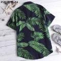 INCERUN Vintage Mens Floral Flower Printed Shirts Short Sleeve Casual Blouse Beach Tops. 