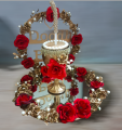 Doodh Pilai Glass – Handmade Wedding Rasam Glass with Red & Golden Floral Arrangement. 