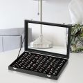 Ring Organizer Display Case, Ring Storage Tray for Multiple Rings with Clear Lid, Jewelry Tray Organizer, Ring & Earring Holder Storage Box for Shows ~ 100 Slots (Rose). 