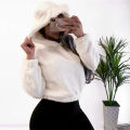 Winter Korean Fashion Bear Ears Cute Loose Hoodie Fluffy Hooded Warm Sweatshirt Long Sleeve Top Solid Pullover Clothes For Women. 