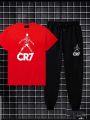 Cr7 Cristiano Ronaldo Printed Cotton Half Sleeves O Neck Trouser & T Shirt For Men & boys. 