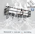 Multipurpose wall mounted Storage Rack / shower storage rack/ 1 layer corner rack / metal black shelf / bathroom kitchen punch corner frame /shower shelf metal rack. 