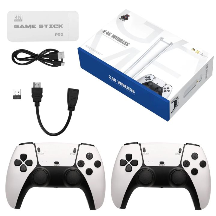 M15 Game Stick Retro Handheld Game Console with Two Game Controllers for TV - Built in 20,000 Games - HD 4K - 64GB Card Plug and Play Video Games
