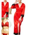 3 Piece lingerie Gown+Bra+Panty. Stuff=Silk -5 Colors -Free Size. 28 To 42 Breast Size Easily Wear. 