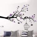 Tree Branch with Bird Cage Wall Art Sticker (18 by 35 Inches). 