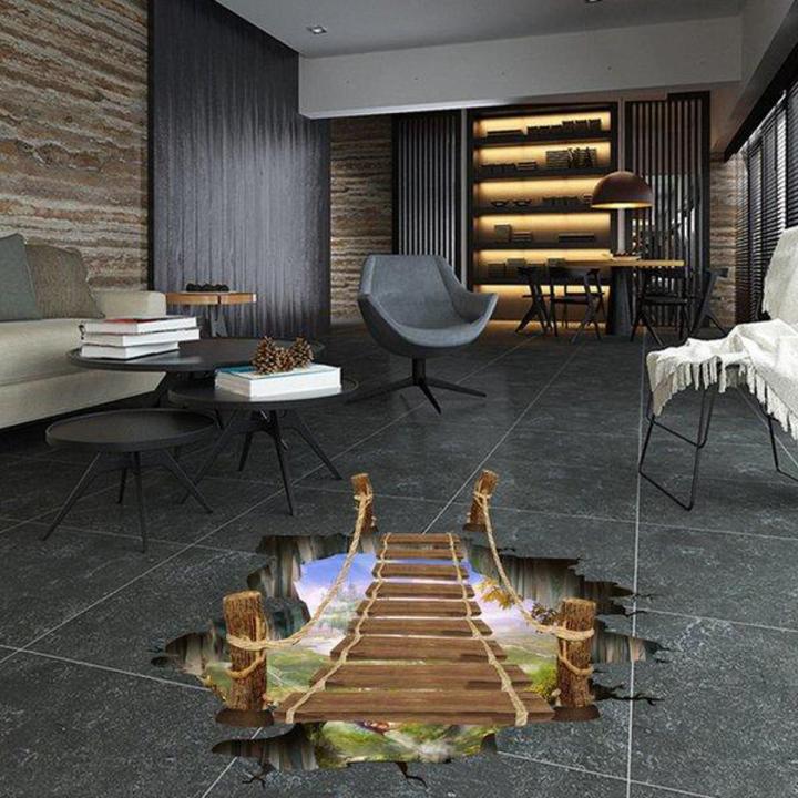 Cheap Wall Stickers 60X90 Xl8129 Wood Bridge Floor Walstiker Wallsticker Guaranteed Ori