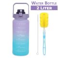 2000ml Motivational Water Bottle With Straw, 2L Gradient Color Drinking Water Bottle For Girls And Female Gym With Handle, Portable WaterBottle For School, Fitness, Outdoor Sports, BPA Free Grade Plastic Leak Proof Travel Water Bottles For Girls And Boys. 