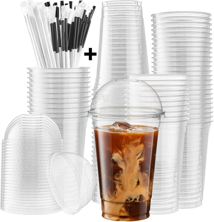 Disposable%20Plastic%20Cups%20Glass%20With%20Dome%20Lids%20Pack%20of%2050%20with%20Straw%20380ml%20-%20Image%209