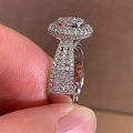 Trendy Exquisite Diamond Ring Artificial Super Flash Diamond Copper Ring for Women Hot Sale Micro-Inlaid Full Diamond Hand Jewelry. 