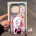 Trendy Brand Tag Cartoon Tulip Love Heart Graffiti Spider-Man Case Compatible for IPhone 11 12 15 14 13 Pro Max 7Plus XR X Xs Max 15 8 7 Plus SE 2020 Luxury Plating Lens Frame Case. 