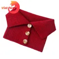 Vist Fox Knitted Scarf Button Closure Women Scarf Winter Neck Warmer. 