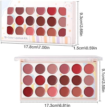 Lip Palette 18 Rich Colors Long-Lasting Matte Velvet Lipstick Set with a Light Smooth Texture - Non-Stick Cup & Waterproof Lip Gloss Lip Balm for Dating Shopping Holiday Parties Clearful