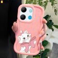 AMORVOR for Infinix Smart 7 Tecno Spark Go 2023 Pop 7 Pro Back Cover Elegant Kitten Pattern Luxury Phone Case Macaron Wave Soft Silicone Mobile Cover. 