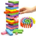 Wooden Block Mini Jenga 54 pcs Colored Tower Stacko Game For Kids and Toddlers. 
