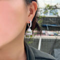 ThreeGraces Elegant Olive Green Cubic Zirconia Silver Color Long Tassel Drop CZ Hoop Earrings for Women Party Jewelry E1793. 