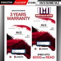 Kingston M.2 SSD NVMe 1000/2000 GB - NV3 PCIe SSD -2 Years Warranty. 