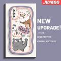 JIUMOO For Xiaomi Poco M3 Case Cartoon Squirrel and Cat Pattern Wave Border Soft Shockproof Anti Scratch Safety air bag Phone Cases Transparent Protective Cover Casing. 