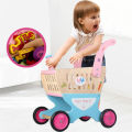 Hot Sale Kids Role Play Toy Wooden Shopping Cart Supermarket Cheap Shopping Trolley. 