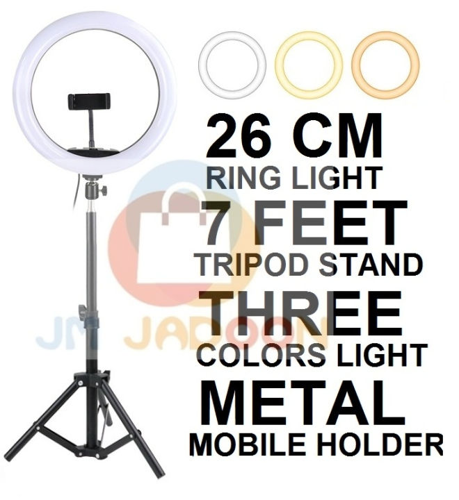 26CM/%2036CM/45CM%20Ring%20Light%20with%20Mobile%20Holder%20and%207ft%20Tripod%20Stand%20RingLight%20with%207%20Feet%20Stand%20Three%20Colours%20Makeup%20LED%20RingLight%20with%20Tripod%20Stand%20Dimmable%20Selfie%20RingLight%20with%20USB%20for%20Videography%20and%20Photography%20-%20Image%202