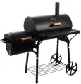 Large Barbecue Smoker Grill Oil Drum Charcoal BBQ Grill with Smokestack with Wheels and Thermometer. 
