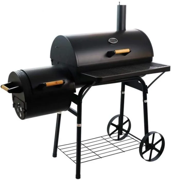 Large%20Barbecue%20Smoker%20Grill%20Oil%20Drum%20Charcoal%20BBQ%20Grill%20with%20Smokestack%20with%20Wheels%20and%20Thermometer%20-%20Image%203