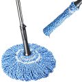 YYS Mop Wiper Heavy Duty Twist Mop Iron Rod With Free Wiper Cotton Hand Release Washing Mop for Floor Cleaning Dry & Wet Mops with Wringer, Removable Washable Heads, 57.7inch Long Handle, Scouring Pad. 