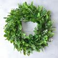 Realistic Artificial Buxus Sinica Wreath Garland Home Door Hanging Decor Headwear. 