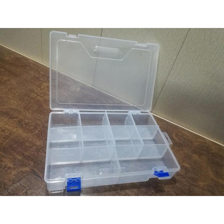 12X8 inch Multi Purpose storage box V300 (10 Big size compartments) for electronic components, Screws, Jewelry and Medicine etc.