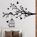 Birds on Branch escape from their cage Wall Sticker. 