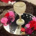 Doodh pilai glass and mirror tray set | Floral glass| barat day accessories. 