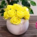 Small Ceramic Flower Vase, Decorative Round Vase, Plant Pot, Lifelike Mini Artificial Flowers with White Ceramic Pot for Home Decor. 