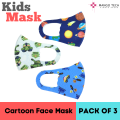 Face Mask for School Going Kids Washable Reusable Cotton Mask For Kids Printed Planets Traffic Cars Tank Design. 