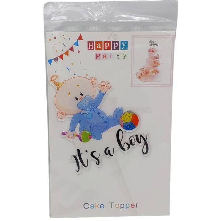 ITS A BOY CAKE TOPPER - WELCOME BABY PARTY CAKE TOPPER - BABY BOY CAKE TOPPER FOR CAKE DECORATION