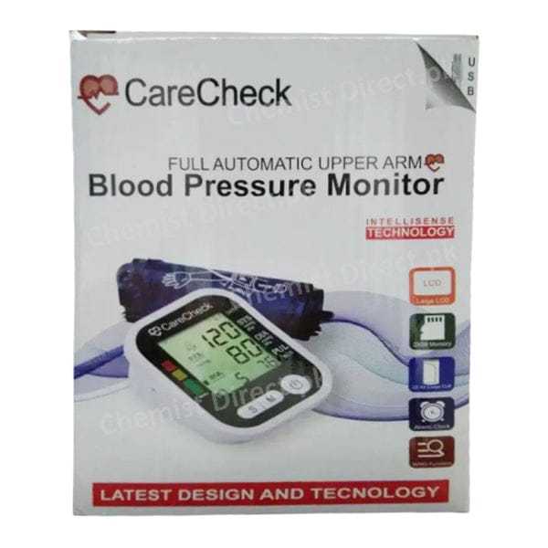 CareCheck Blood Pressure Monitor Upper Arm Accurate Digital BP Operator Machine for Home Use & Pulse Rate Detection Meter with Cuff Memory LCD Display