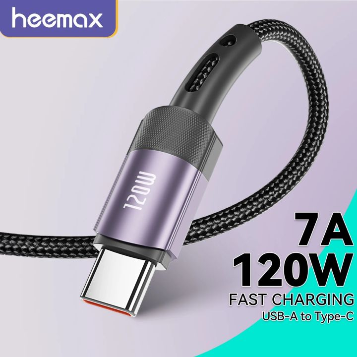HEEMAX 120W USB C Cable Type C Fast Charging Wire For Huawei P60 P50 P40 Pro Xiaomi OPPO Realme POCO Samsung 7A USB C Data Cord