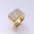 Wholesale Jewelry Designer Hiphop Custom Bling Stainless Steel Jewelry Fashion Crystal iced out Stone Ring Plated Gold For Man. 