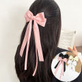 New Bow Satin Bow Hair Clip Two Layers Bowknot Hairpins Ribbon Spring Clips Retro Ponytail Clip Girls Korean Hair accessories. 
