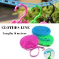 Rauf Traders 1 Pcs 5 Meter Plastic Windproof and anti-slip clothesline non slip clothes hanging rope with hooks. 