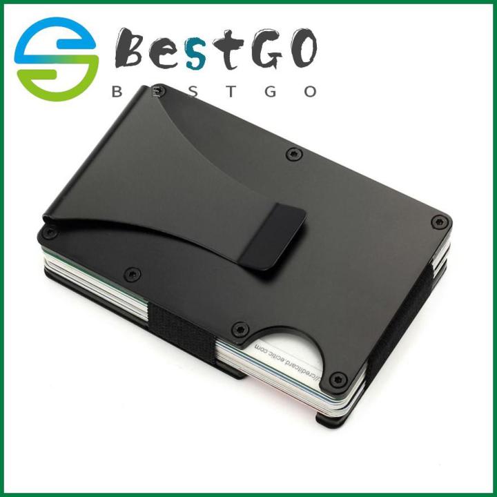 Slim Carbon Fiber Credit Card Holder RFID Non-scan Metal Wallet Money Clip Purse - intl